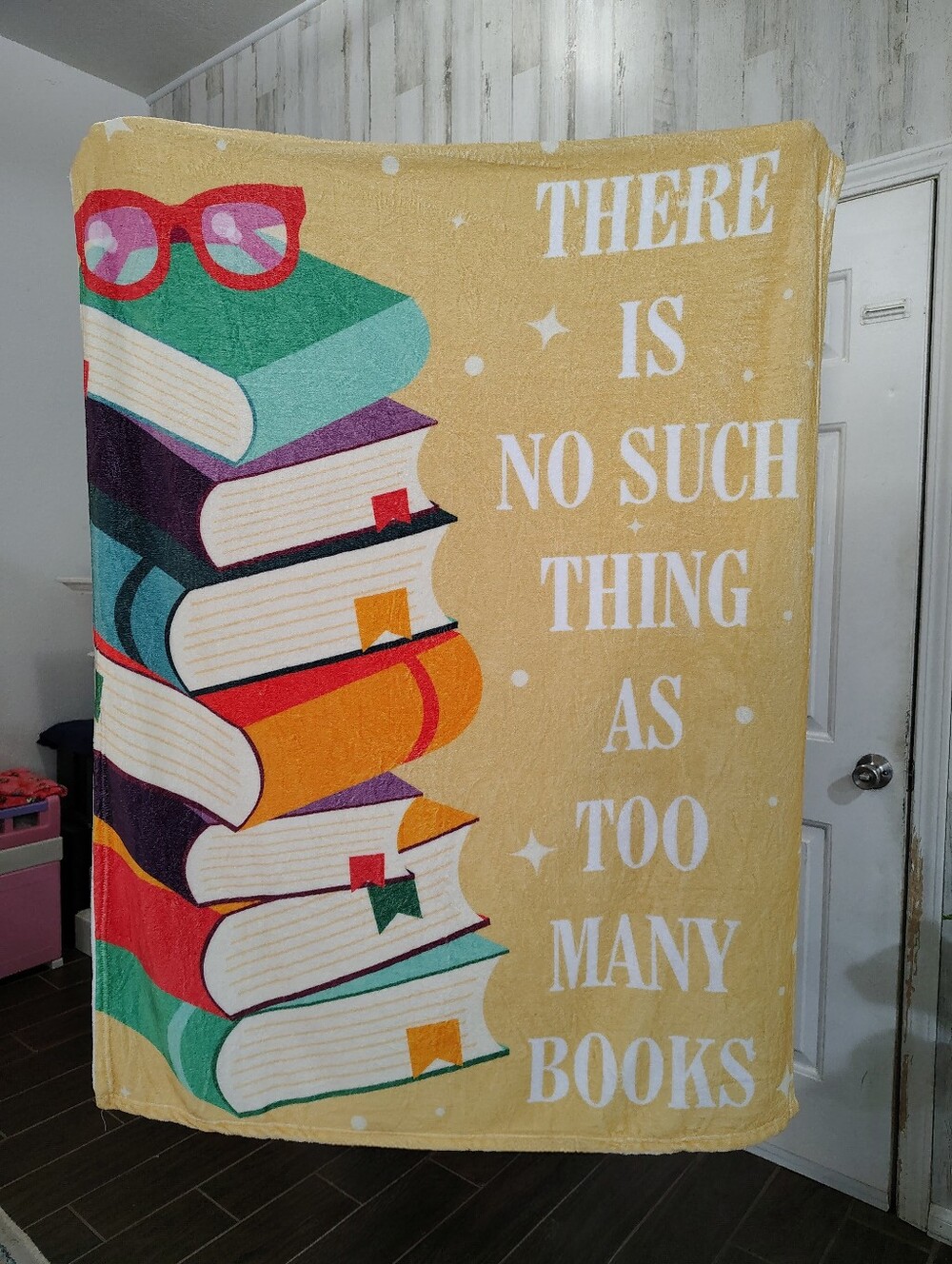 Book Lovers Stacked Books Graphic SOFT Throw Blanket - Yellow Background